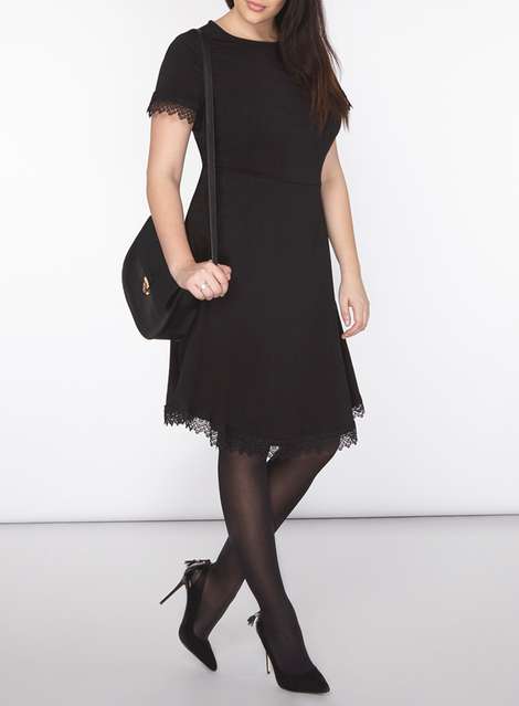 DP Curve Black Lace Trim Dress